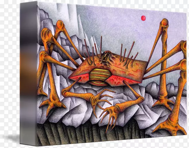 十进制现代艺术-螃蟹水彩画