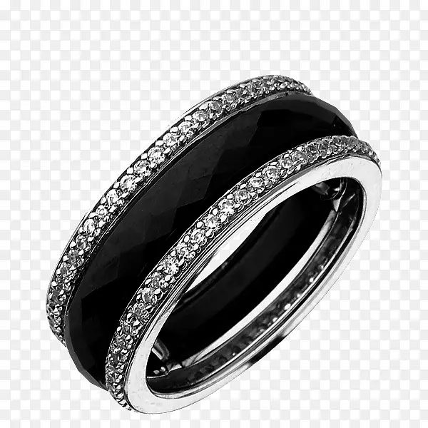 结婚戒指银钻石黑m结婚戒指