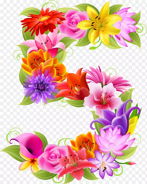 花卉设计花卉数量剪贴画-花