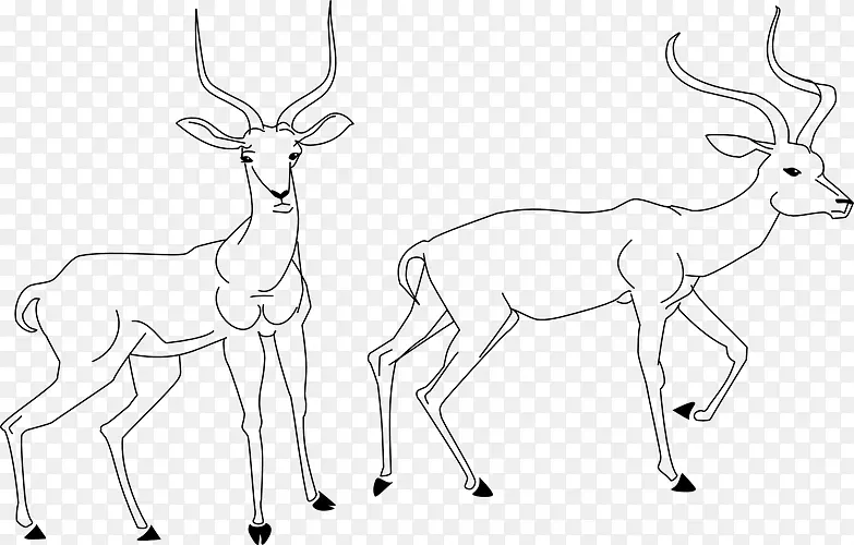 驯鹿羚羊画线艺术剪贴画驯鹿