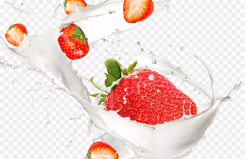 草莓汁原料摄影冰沙冷冻酸奶-草莓