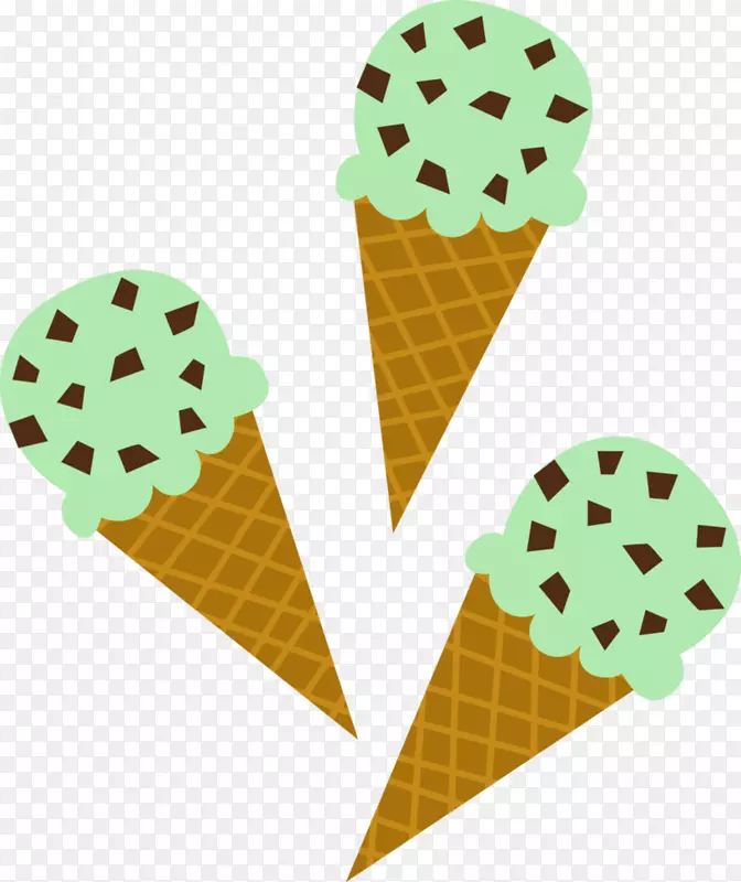 冰淇淋锥薄荷巧克力片冰淇淋