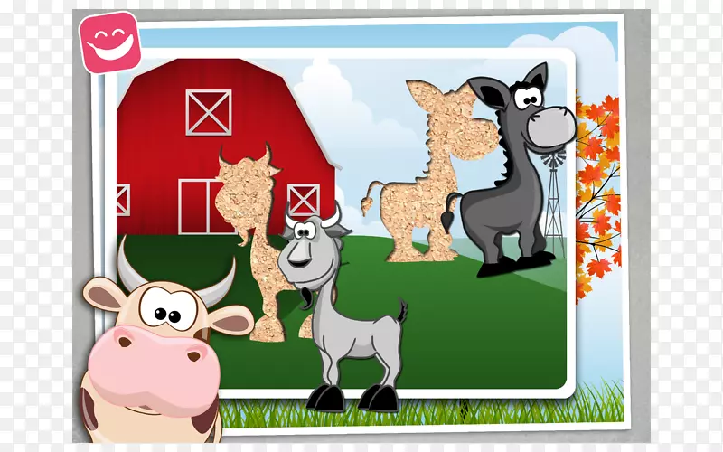 拼图游戏动物拼图动物卡通拼图游戏农场动物瓷砖拼图♥儿童