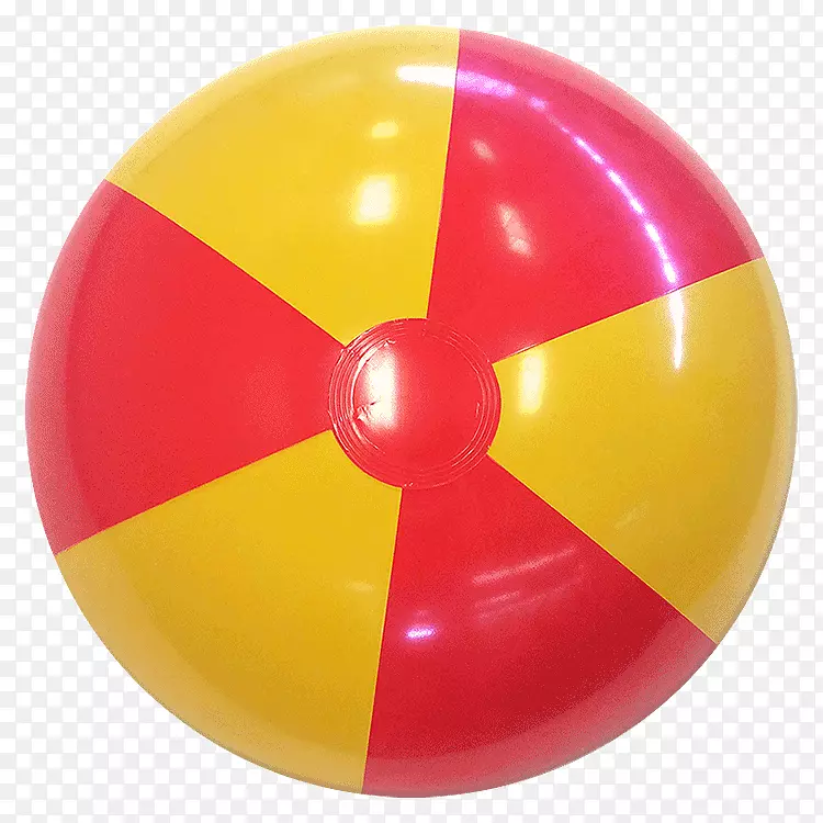 红色沙滩球黄色球体-沙滩