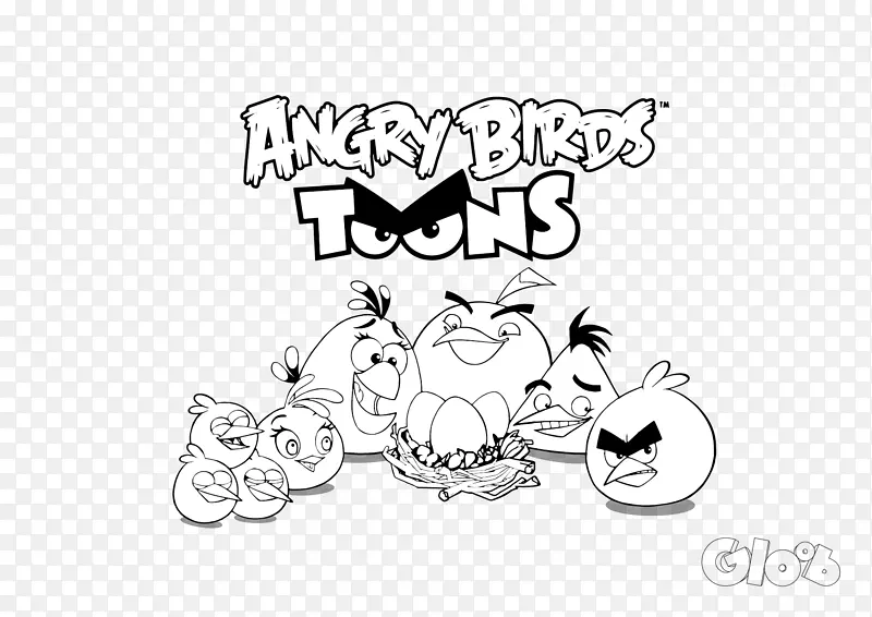 卡通画线艺术剪贴画-愤怒的小鸟