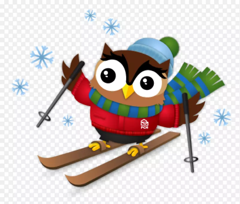 猫头鹰滑雪夹艺术-猫头鹰