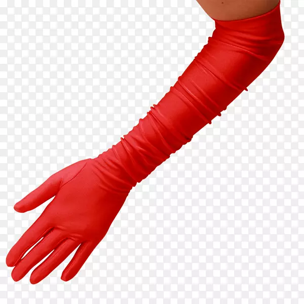 茱莉亚詹姆斯晚装手套缎子拇指红丝绸