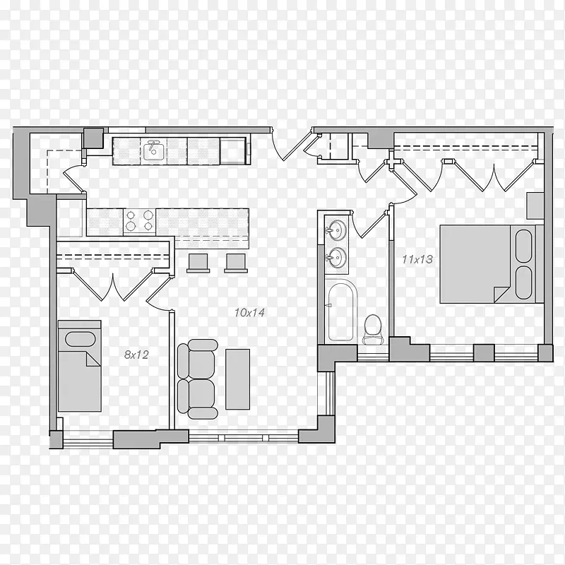 住宅公寓卧室建筑平面图-房屋