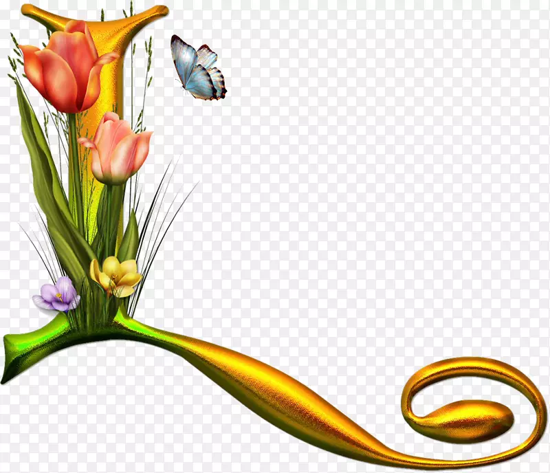 字母表花卉设计花卉字母剪辑艺术-花