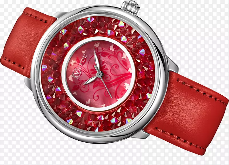 手表表带闪烁水晶红色.m-手表