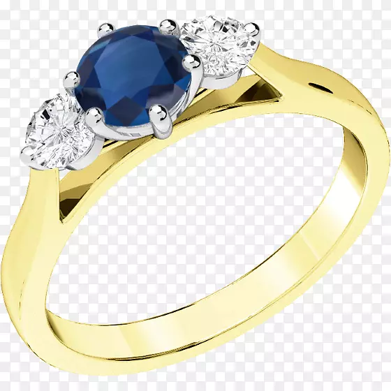 黄色蓝宝石订婚戒指钻石-蓝宝石