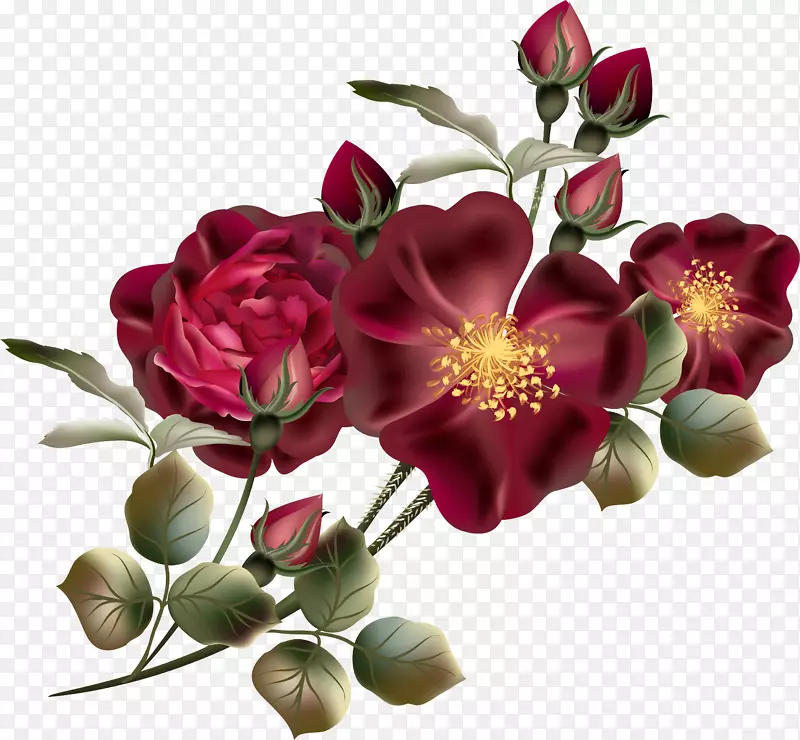 花卉设计玫瑰剪贴画-花