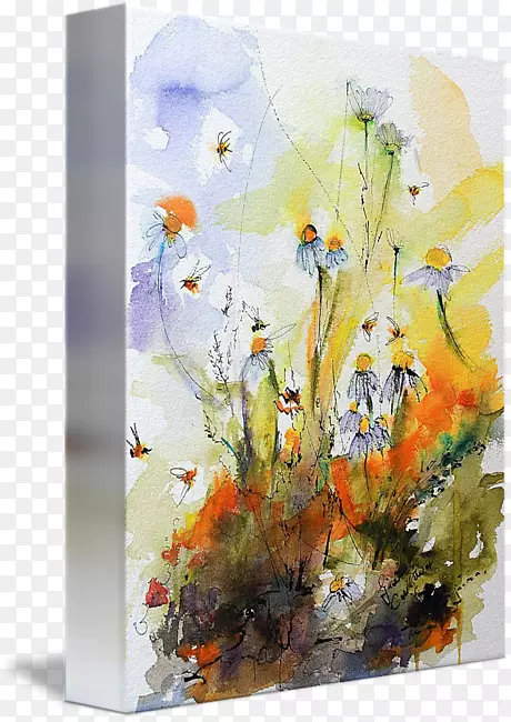 花卉设计水彩画现代艺术丙烯酸涂料静物水彩画