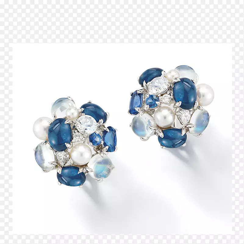 蓝宝石耳环体珠宝珍珠钻石
