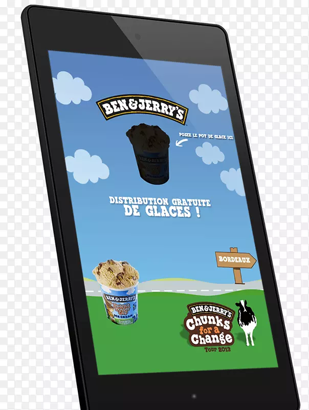 展示广告中的冰淇淋品牌本杰瑞的标志-冰淇淋