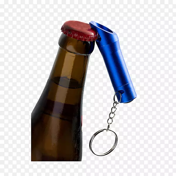 开瓶器、钥匙链、手电筒、啤酒瓶.手电筒