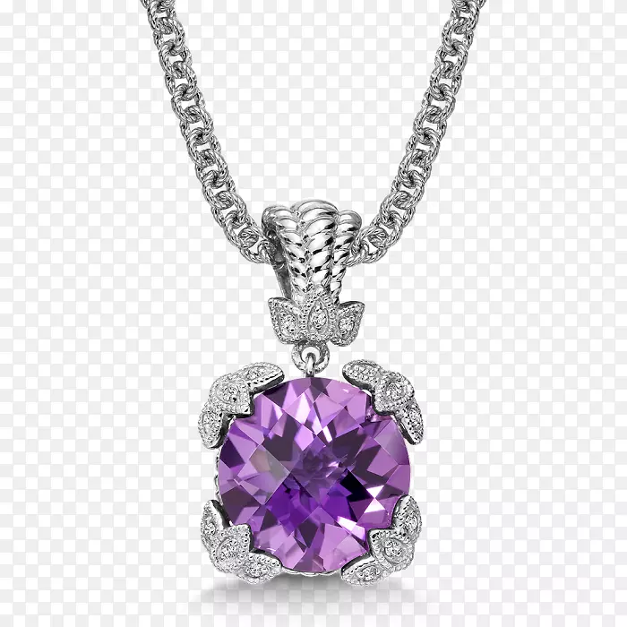 紫水晶项链珠宝宝石金项链