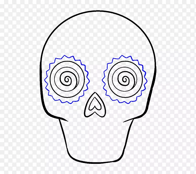 卡拉维拉画头骨素描-墨西哥头骨