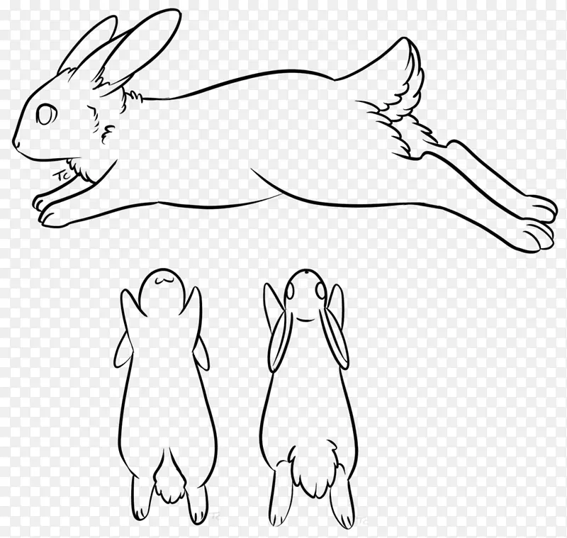 家养大白兔，野兔，剪贴画-马