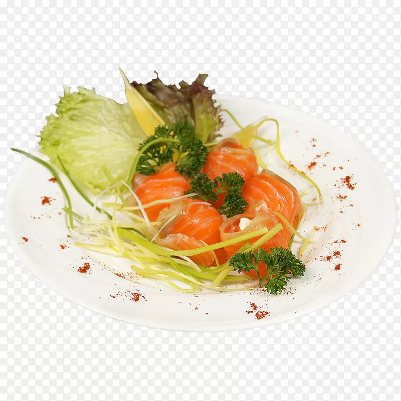 生鱼片熏鲑鱼素菜沙拉