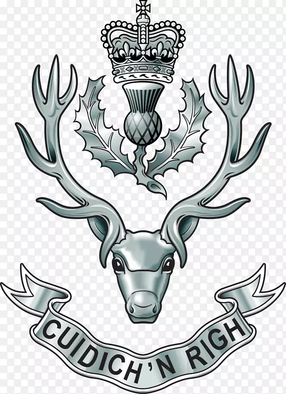 女王自己的高地人(海福斯和凯美伦)苏格兰女王皇家团的卡梅隆高地人-皇家徽章