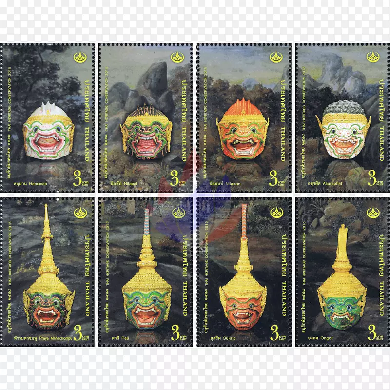 泰国Ramakien邮票展示包装Khon-欧洲文化遗产日