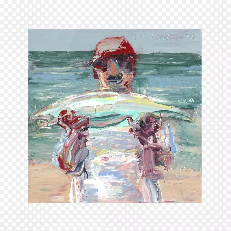 水彩画海滩绘画