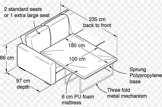 纸面平面图技术制图沙发床