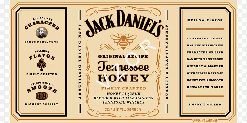 田纳西威士忌蒸馏饮料林奇堡杰克丹尼尔的蜂蜜标签