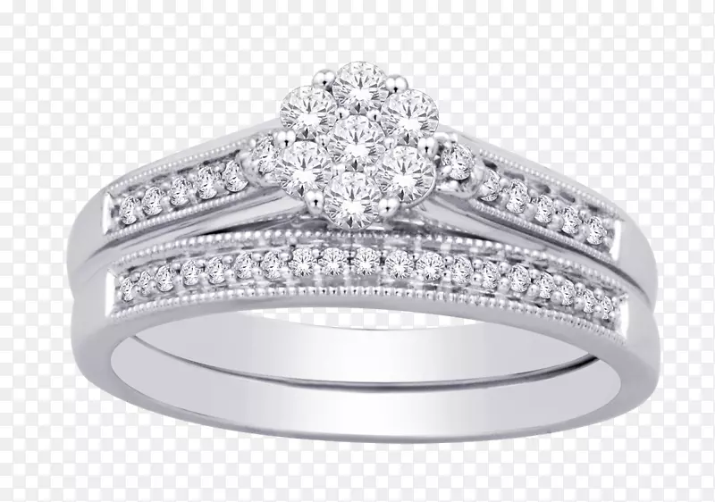 结婚戒指克拉钻石黄金结婚套装