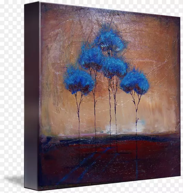 现代艺术丙烯酸涂料艺术家油画-蓝树