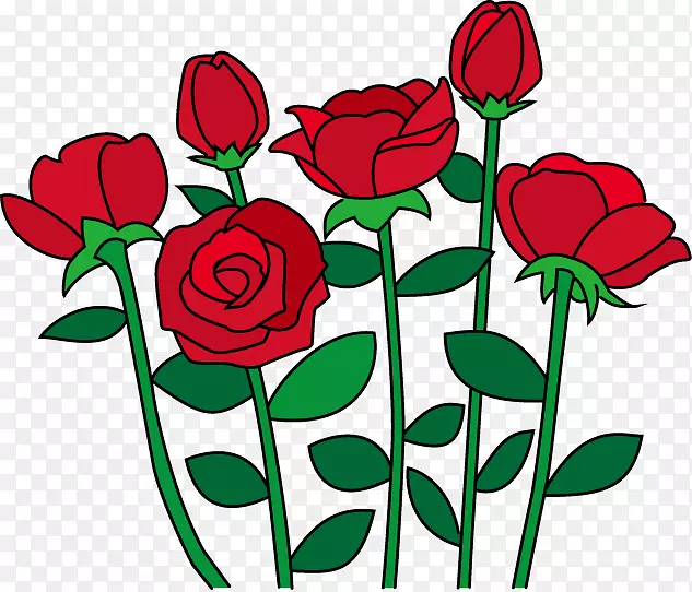花园玫瑰花卉设计剪贴画-花