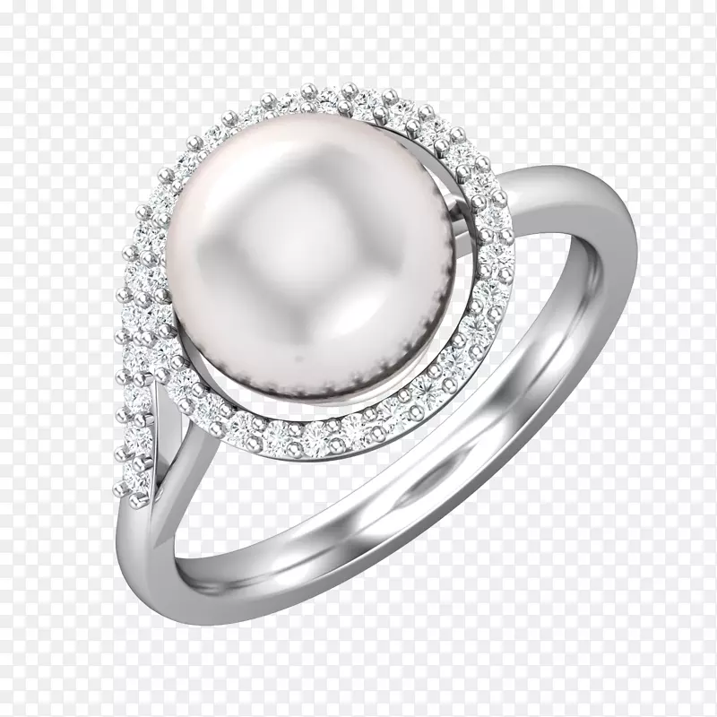 结婚戒指银白金紫珍珠
