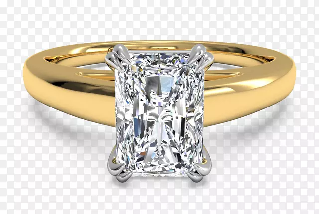 订婚戒指钻石切割纸牌结婚戒指-金墙