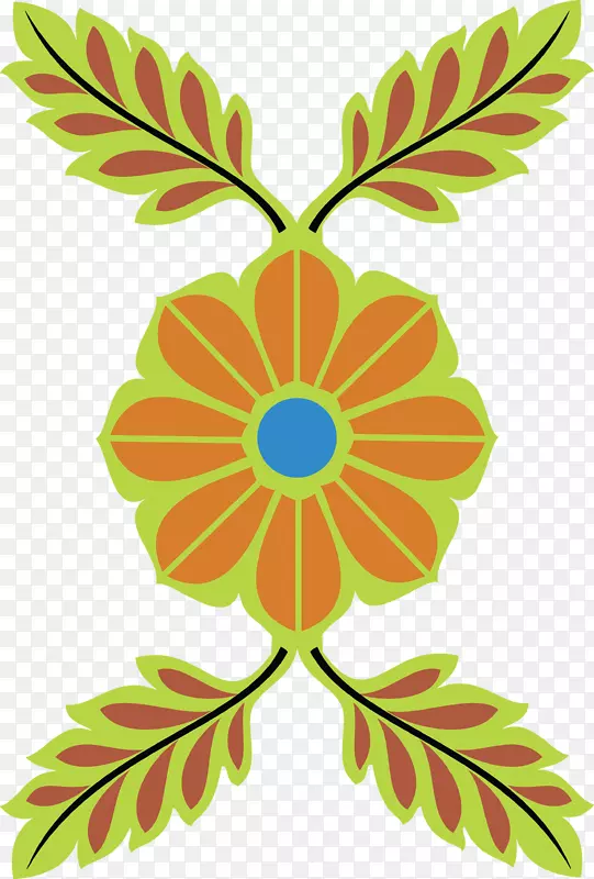 花设计叶旋转对称图案-印度图案