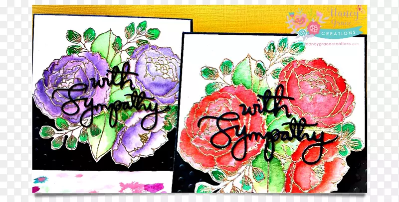 花卉设计，切花，花束，玫瑰，家庭-同情卡