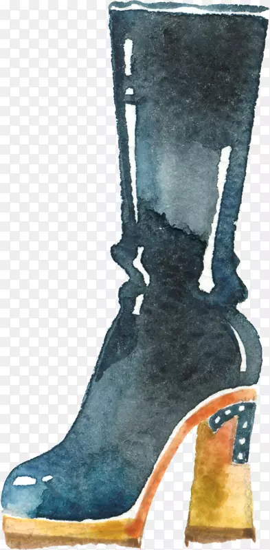 回到未来的靴子时尚鞋剪贴画-水彩画女孩