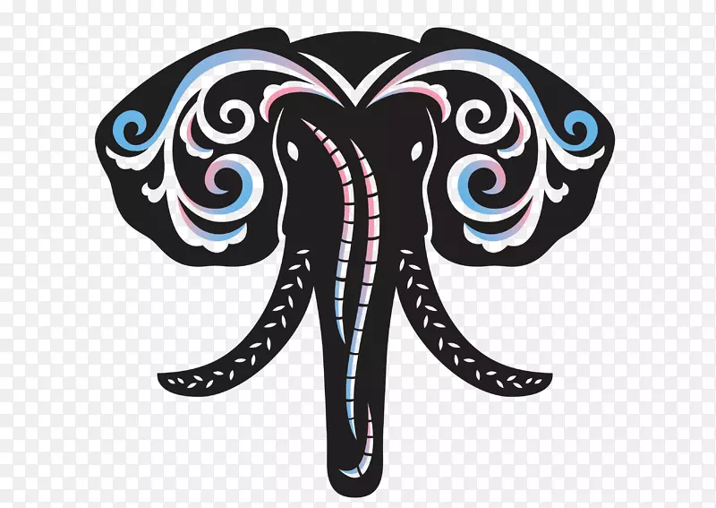 纹身大象闪光身体艺术-大象插图