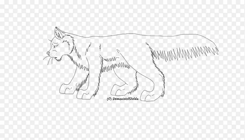 猫狮野生动物线艺术素描-悲伤猫