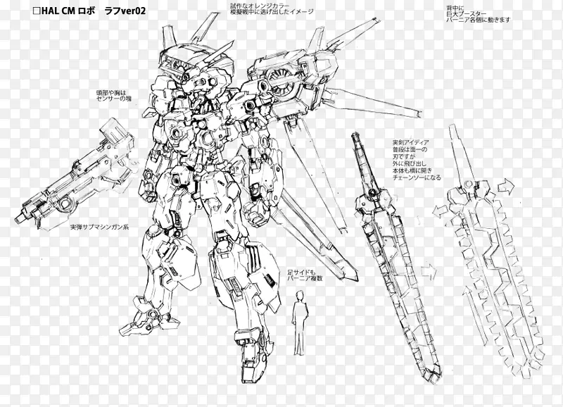 机器人Gundam绘图草图设计