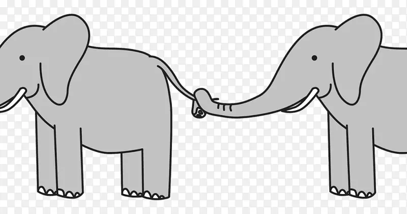 印度象非洲象绘画剪贴画-大象