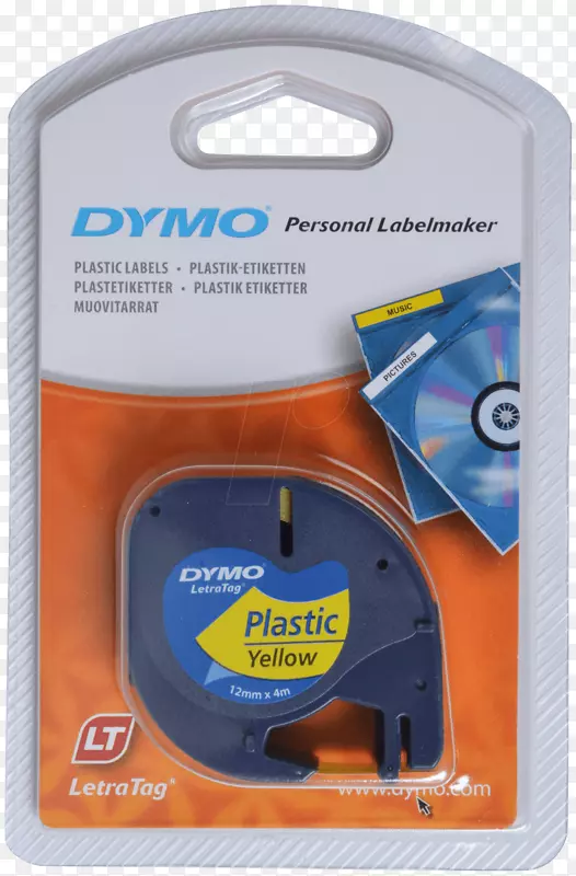 胶粘带纸Dymo bvba标签打印机.黄色胶带