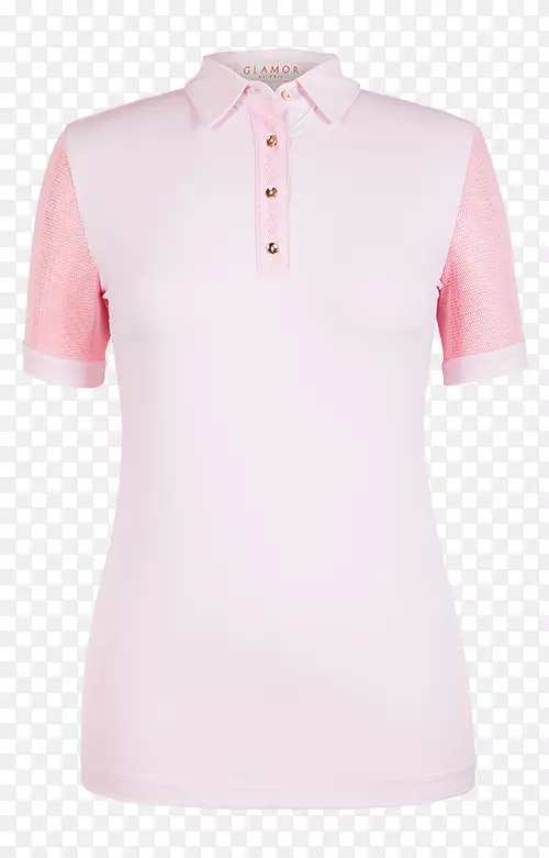 马球衫网球马球领子肩袖粉红色花瓣
