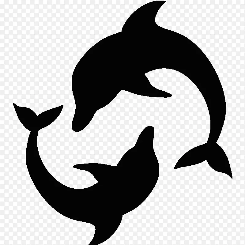 海豚剪影贴纸剪贴画-海豚