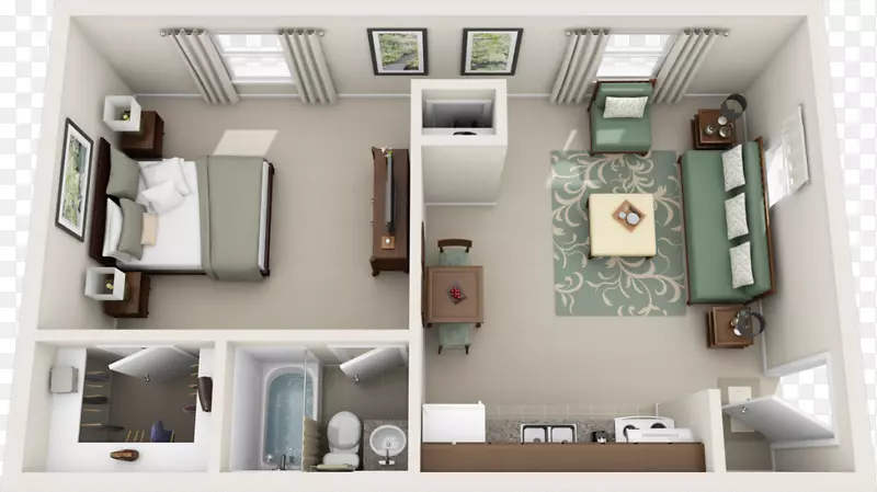 Ballantyne住宅规划室内设计服务公寓-三维平面图