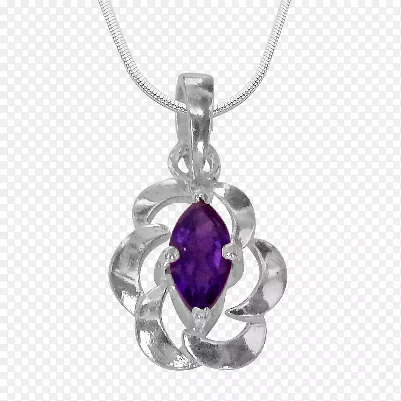 紫水晶魅力和吊坠项链身体珠宝项链