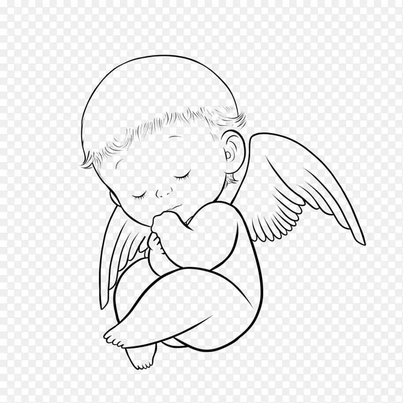 纹身画天使幼儿祈祷