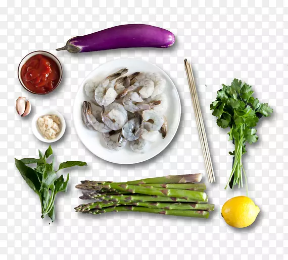 素食料理、对虾鸡尾酒、卡波纳塔蔬菜配方-烤海鲜