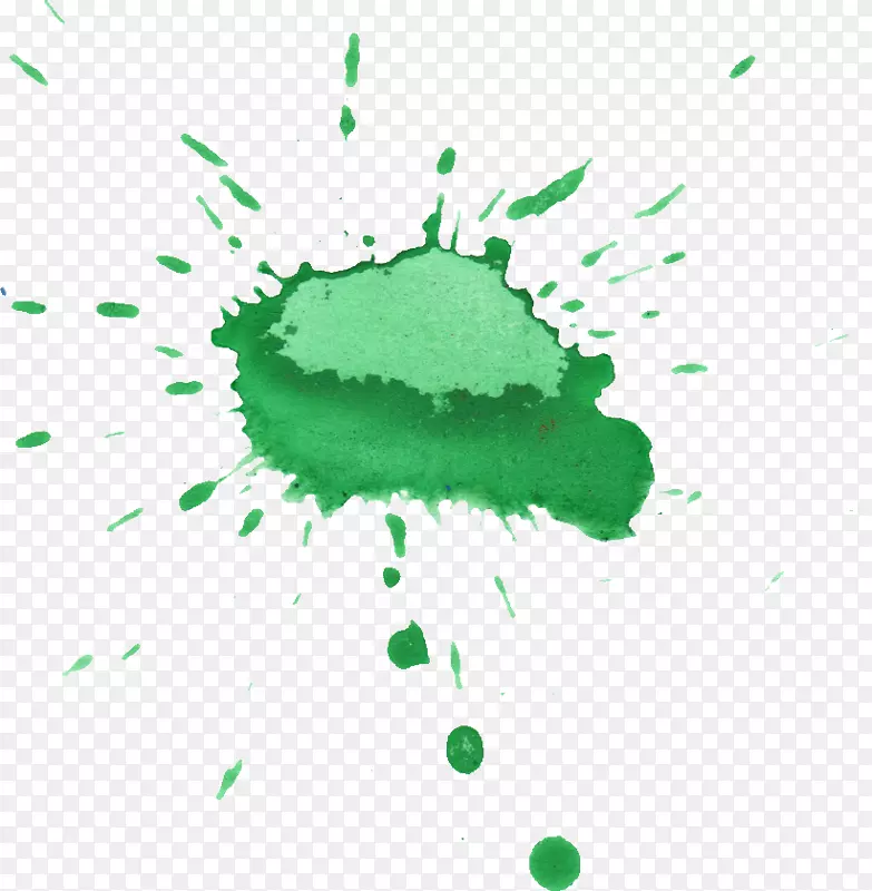 绿叶水计算机.水彩画滴