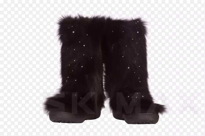 雪靴皮衣鞋黑狐